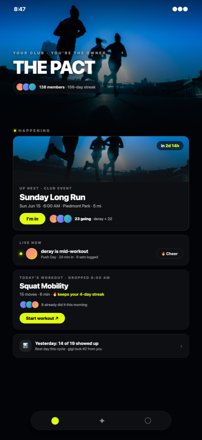 Fit Club happening rail