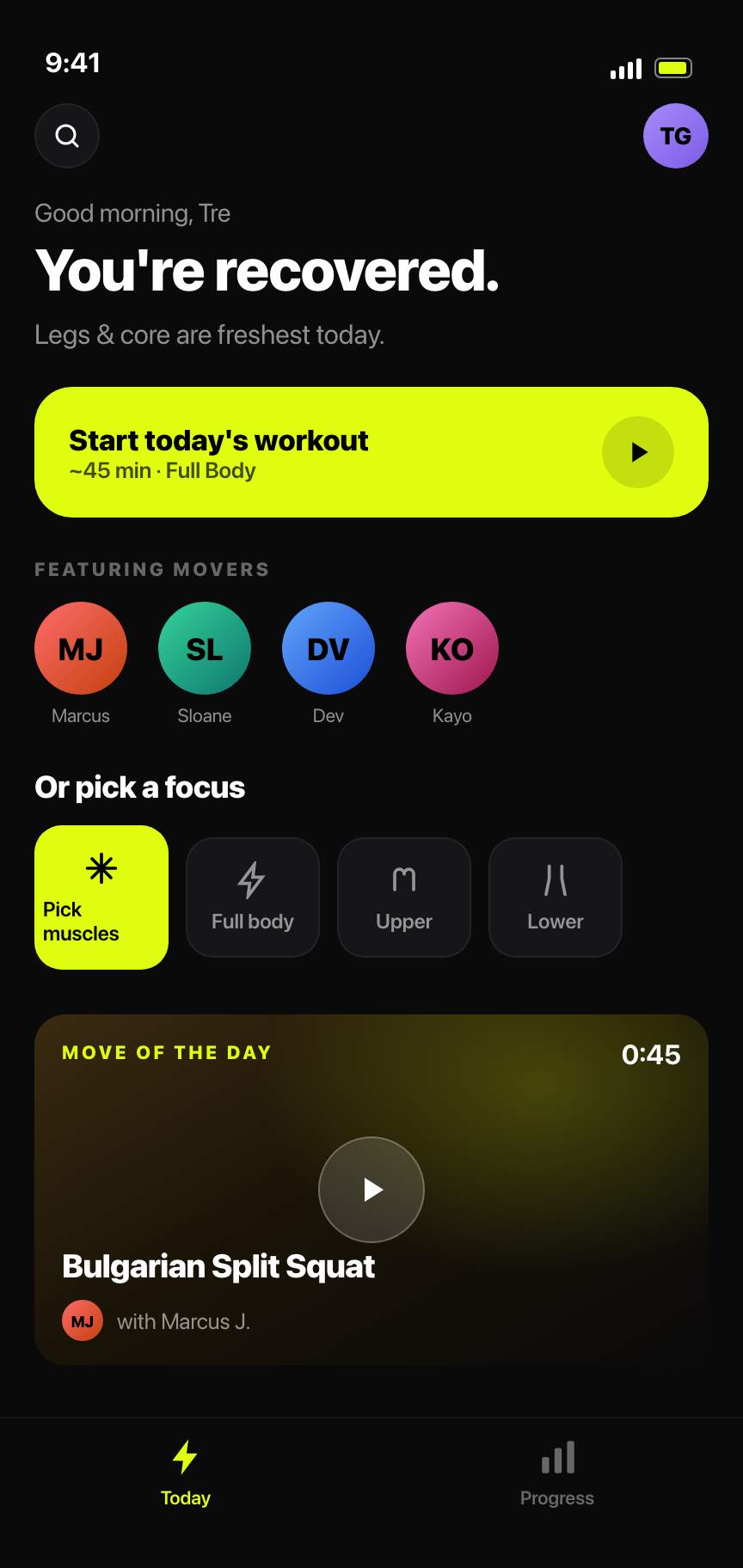 Fit With Pulse Today screen