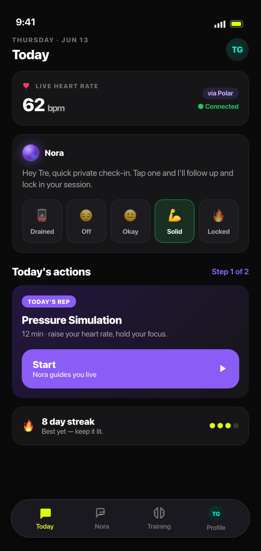 PulseCheck daily check-in